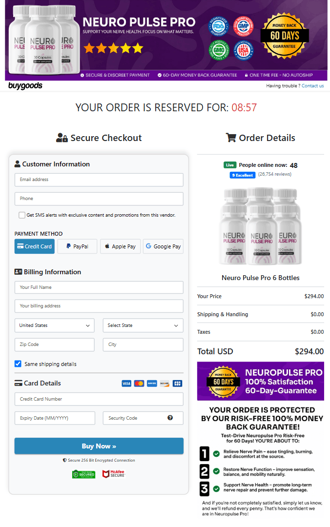 Neuro Pulse Pro order page